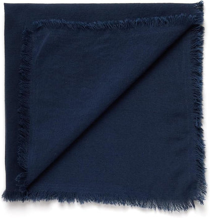 ACCENTHOME Navy Cotton Linen Napkin Set of 12 18x18 inch Dinner Napkins - Washable Soft Premium Hotel Quality Reusable Hemmed Edges Napkins Perfect Table Linens for Family Dinners, Weddings