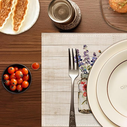 Flowers Placemats Set of 6,Washable Heat Resistant 12×18 Inch Linen Table Mats Fall Floral Place Mats for Party Outdoor Dining Decor