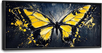 Butterfly Large Wall Art Framed Wall Decor for Living Room Black Butterfly Pictures Oversized Canvas Print Painting Modern Extra Large Framed Artwork for Bedroom Office Home Decor 60"x30"