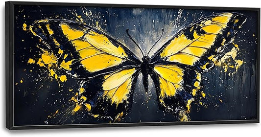 Butterfly Large Wall Art Framed Wall Decor for Living Room Black Butterfly Pictures Oversized Canvas Print Painting Modern Extra Large Framed Artwork for Bedroom Office Home Decor 60"x30"