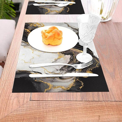 Placemats Set of 4 PVC Woven Place Mats Heat Resistant Easy to Clean for Indoor Outdoor Party Kitchen Dining Table Decoration 12"x18",Marble Pattern