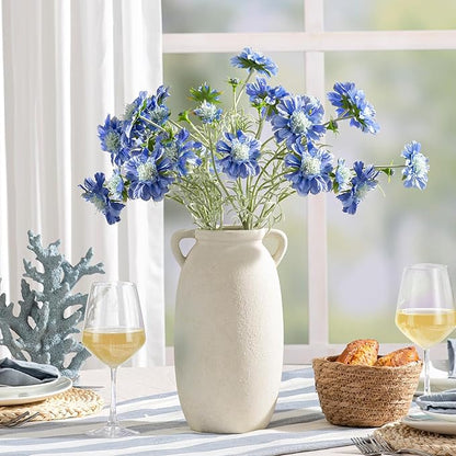 Ceramic Flower Vase 12 inch Farmhouse Rustic Vase Decorative Pottery Terracotta Tall Vases for Home Decor Table Mantle Fireplace Living Room Bathroom Wedding Centerpiece(Large-White)