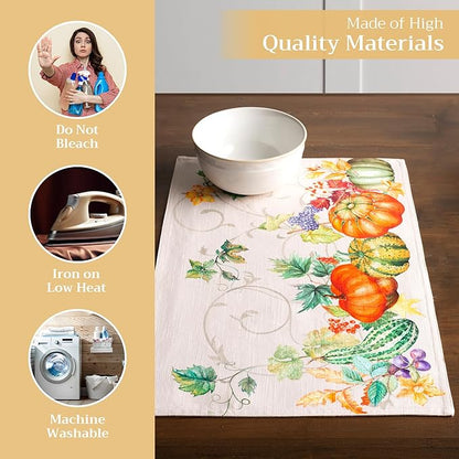 Maison d' Hermine Placemats Set of 4 100% Cotton Washable Cloth Place Mats, Reusable Table Mats for Thanksgiving Christmas Decorations Kitchen Dining Party Wedding Restaurant (Lumina, 13" x 19")