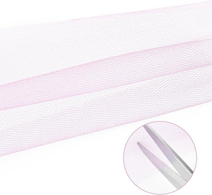 Light Pink Tulle Ribbon 6 Inch x 100 Yards(300ft) Spool Fabric Ribbon Ideal for Tutu Skirt Art Gift Wrapping Flower Bouquet Crafts Weddings Floral Arrangements