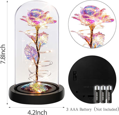 Childom Christmas Rose Gifts for Women,Birthday Gifts for Women Mom Christmas,Flowers for Delivery Prime,Colorful Light Up Rose in A Glass Dome,Anniversary Rose Gift for Her Grandma Valentines Day