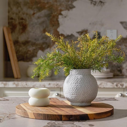 DN DECONATION White Vase for Flowers, Ceramic Vase for Home Decor, Modern Decorative Vase, Small Cute Flower Vases for Kitchen/Office/Living Room/Bookshelf/Farmhouse/Mantel - White Texture(Small)