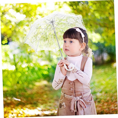 Lace Umbrella Parasol Floral White Umbrella Vintage Wedding Bridal Umbrella Photography Scene Props for Baby Shower Bridal Decorations Assorted Color A
