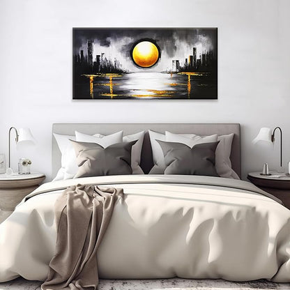 Abstract Black And Gold Wall Art Print Canvas Art Wall Decor Painting Abstract Art Prints Minimalist Artwork Pictures For Bedroom Kitchen Office Bathroom Home Wall Decor 20" × 40"