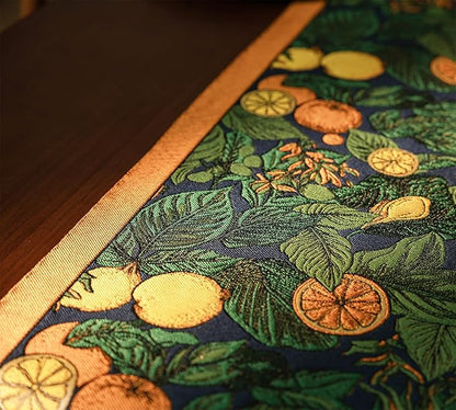 13×72 Inch Table Runner, Retro-Luxury Tassels Series for Kitchen Dining Table Holiday Decoration (Lemon Garden)