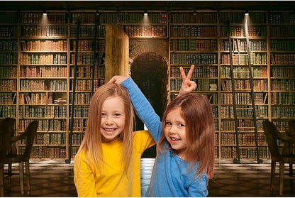 Bookshelf Backdrop Vintage Bookcase Old-Fashioned Library Room with Books Photography Background Magic Books Ancient Library for Book Theme Party Decorations Birthday Photoshoot Props 10x6.5ft