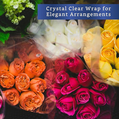 FIESTA WRAPS 220 ft Clear Cellophane Wrap Roll (31.5 in x 220 ft) - Cellophane Roll - Clear Wrapping Paper to Wrap Gift Baskets - Gift Basket Wrapping Supplies - Papel Celofán Transparente