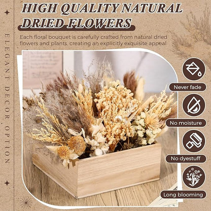 Layhit 24 Pcs Boho Dried Flower Bouquet Mini Wedding Handmade Dry Flowers Decor for Vase Crafts DIY Photo Boutonniere for Men Floral Plant for Bridesmaid Gift Birthday Decor(Stylish)
