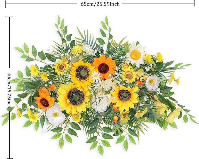 Artificial Flowers, Wedding Decor，Flower Garland Be Suited to Banquet, Party, Reception Entrance Welcome Sign and Background Decoration (Sunflower)
