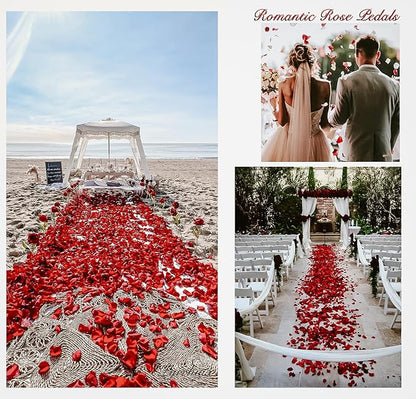 1000Pieces Rose Petals, Artificial Flower Petals Fake Rose Petals for Romantic Night,Wedding,Proposal Anniversary Flower Decorations (Big Red Dot Black)