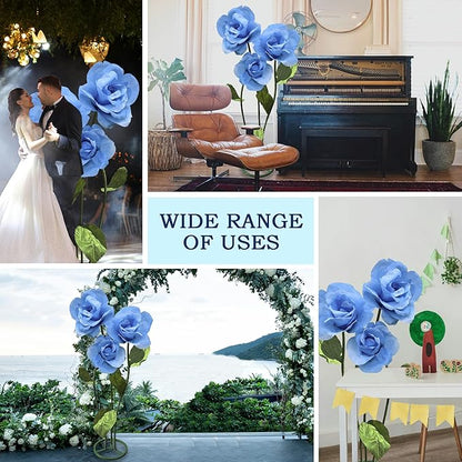 3pc Wedding Decorations for Reception, Giant Flowers for Decoration,Standing Huge Paper Flower, for Outdoor Garden Party Ceremony Reception Photography Props (Blue)