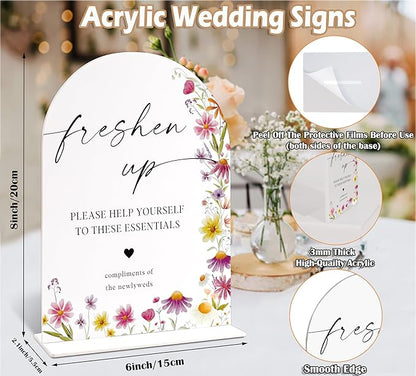 It's The Little Things Please Help Yourself Sign for Wedding Bathroom Basket Supplies, White Rose and Eucalyptus Arch Acrylic Sign, Bridal Shower Engagement Wedding Decorations for Reception, 6x8"