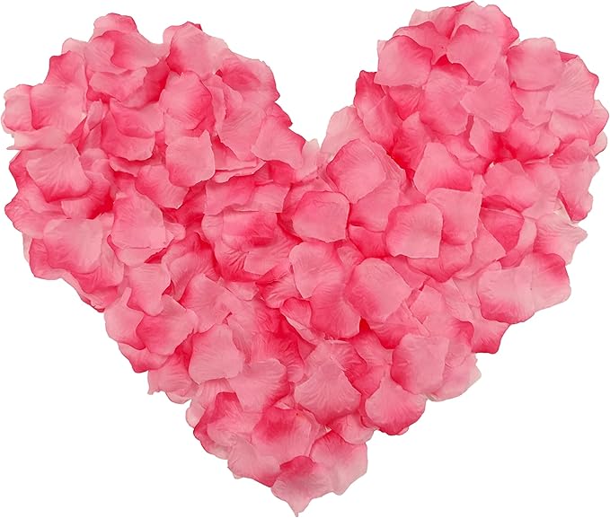 1500 PCS Separated Artificial Gradient Pink Rose Petals for Romantic Night for her set,Faux Gradient Pink Flower Petals for Flower Girl Weddings Valentine Day Party Romantic Decoration(Ready-to-use)