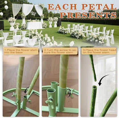 Giant Flowers for Decoration, 3pc Wedding Reception Essential Decoration, Big Artificial Flower with Stems and Stands for Birthday Ceremony Party Event Mall Window Display Decorations (Orange)