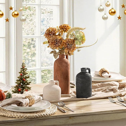 Ceramic Vase Home Table Decor - Flower Vase Set of 3 Living Room Kitchen Decorations Farmhouse Modern Rustic Vases Decorative Centerpiece for Shelf Bedroom Office Bathroom Dining Coffee Desk