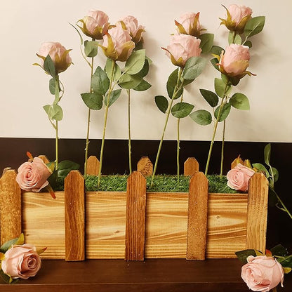Artificial Roses 10 Pcs - Lifelike Single Stem Fake Roses with Natural Petal Texture,Fade-Resistant Silk Flowers for Wedding Decor,Home Vase Arrangements,Party Centerpieces(10, Light Pink)