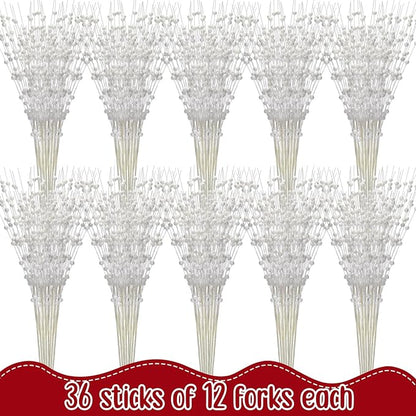 Geosar 30 Pcs Christmas Artificial Glitter Berry Stem Decorations 17 Inch Faux Stick Floral Pick Centerpiece Bouquet Flower Bead Twigs for Centerpiece Tree Wreath Xmas Ornaments Home(White)
