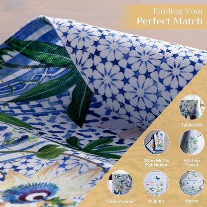 Maison d' Hermine Placemats Set of 4 100% Cotton Washable Cloth Place Mats, Reusable Table Mats for Kitchen Dining Decoration, Party, Wedding, Restaurant Spring/Summer (Passiflora, 13" x 19")