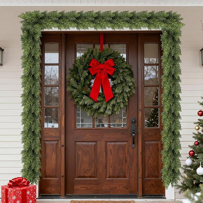 Real Touch Cedar Garland, Christmas Artificial Realistic Faux Cypress Pine Garlands, Christmas Greenery Garland Decorations for Mantle, Table, Stairs, Doorframe, Fireplace, Winter Garlands(6FT)