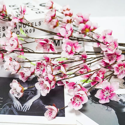 4pcs Artificial Cherry Blossom Flowers 28‘’ Tall Silk Cherry Blossom Branches Faux Pink Peach Stems for Wedding Home Garden Vase Decor