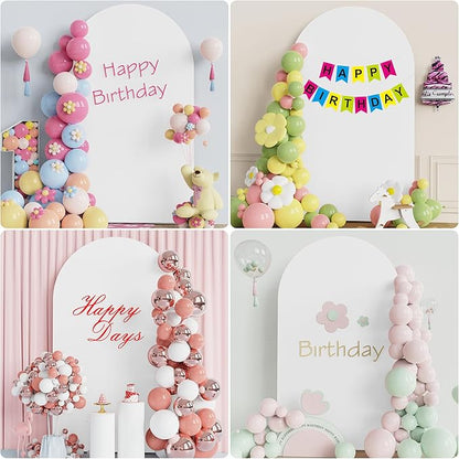 Wokceer Wedding Arch Backdrop Cover 8FT Spandex Fitted Wedding Arch Stand Covers Round Top Chiara Backdrop Cover for Birthday Party Ceremony Banquet Decoration White