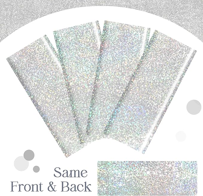 8 pcs Silver Holographic Tablecloths Shiny Disco Laser Table Cloths 40" x 108" Iridescence Plastic White Table Cover for Birthday Party Decoration Wedding Christmas Winter Grad Party Supplies