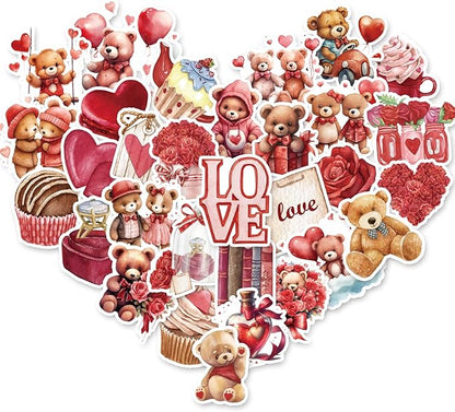 100 Pcs Valentine's Day Stickers for DIY Scrapbook Decorative, Love Stickers Heart Stickers for Laptop Water Bottle Couple Daily Planner, Photo Album Card