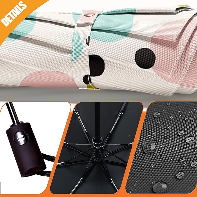 Small Compact Travel Automatic Folding Umbrella for Women, Portable Lightweight, Rain, Wind, UV Sun Shade