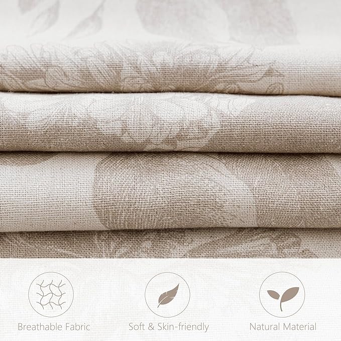 Foindtower Set of 2 Linen Floral Vintage Throw Pillow Covers Neutral Accent Decorative Cushion Covers Farmhouse Boho Home Decor for Sofa Chair Couch Bedroom Living Room,22×22 Inch,Tan Beige