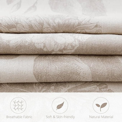 Foindtower Set of 2 Linen Floral Vintage Throw Pillow Covers Neutral Accent Decorative Cushion Covers Farmhouse Boho Home Decor for Sofa Chair Couch Bedroom Living Room,24×24 Inch,Tan Beige