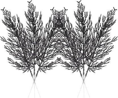 Christmas Glitter Stems 24pcs Artificial Pine Tree Picks for Christmas Tree Ornaments fillers, DIY Xmas Wreath, Crafts, Garland, Holiday, Party, Wedding and Home Decoration (Black)