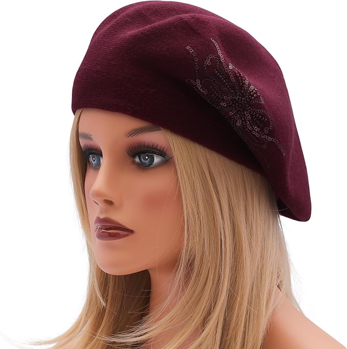 Winter Women French Beret Hat Kaschmir Solid Color Knitted Berets