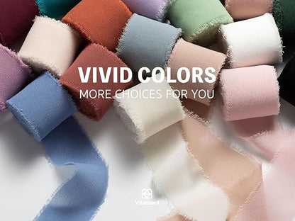 Vitalizart Christmas Handmade Chiffon Silk Ribbon Fringe 3 Rolls 1.5" x 21 Yd Frayed Edges Ribbons for Wedding Invitations Bridal Bouquets Gifts Wrapping Crafts Holiday Decor Red Green White