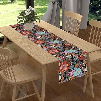 Floral Table Runner, Vintage Colorful Flower Bohemian Floral Print Table Center Decor for Family Kitchen Table Decorations Indoor Outdoor 13x108 inch