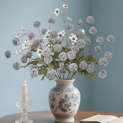 8PCS Blue Fake Flowers Artificial Chrysanthemum Faux Mums Matching 2PCS White Daisy Faux Flowers for Vase Fall Long Stems Flower Silk Flower for Home Decoration Wedding Decor,20.5In,No Vase