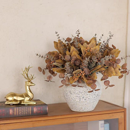 YXZZWL 110 Pcs 5 Kinds Mixed Artificial Eucalyptus Stems and Faux Berry,Autumn Fake Eucalyptus Leaves Stems Bulk Branches for DIY Bouquets Floral Arrangement Wedding Home Fall Decorations (Orange)