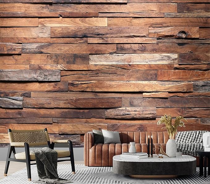 Cliouar-Timber Wood Wall Texture Background Mural Wallpaper Peel and Stick 137" x 102"