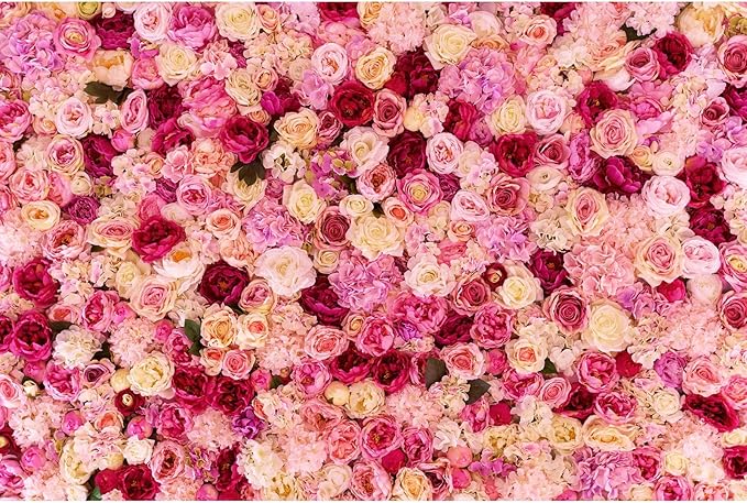 Pink Red Rose Flowers Theme Photography Background Baby Shower Wedding Happy Birthday Photo Backdrop Dessert Cake Table Floral Decoration Studio Props Banner Decor Background 9x6ft