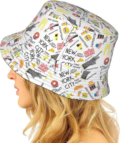 Cartoon Bucket Hat Summer Beach Travel Sun Hat Packable Fisherman Cap for Men Women