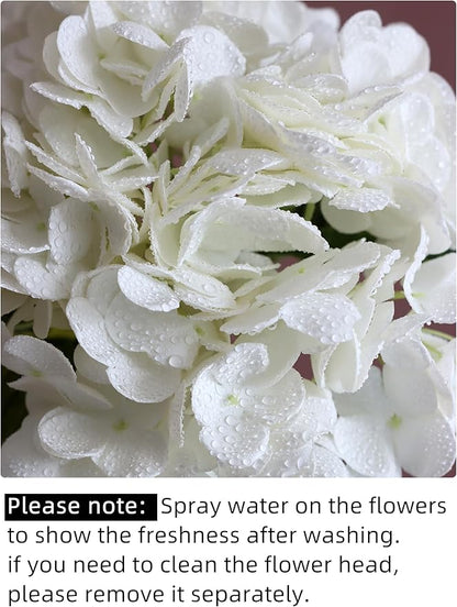 4pcs 21" Faux White Hydrangeas Artificial Flowers, Real Touch Silk Hydrangea Flowers with Stems for Bridal Wedding Bouquet Party Home Decor