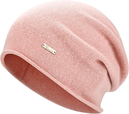 100% Wool Slouchy Beanie, Warm Beanie Hats for Women Breathable Knitting Skull Beanies Cap for Spring Fall Winter
