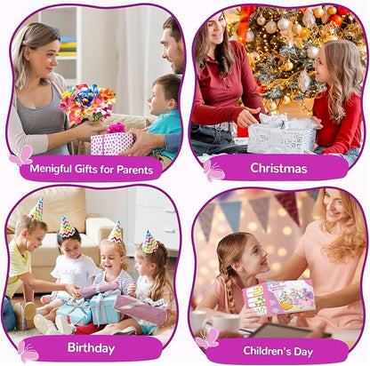 GPPNKC Flower Bouquet Craft Kit Flowers Market Toy Educational Toys Fun DIY Activity Set Christmas Birthday Gift for 4 5 6 7 8+ Year Old Girls and Boys