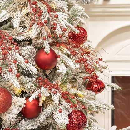 KI Store Red Christmas Tree Picks Sprays Set of 20 Glittered Twigs Decor for Christmas Tree Decoration Topper Floral Arrangement