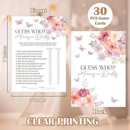 Baby in Bloom Baby Shower Games, Floral Guess Who Mommy or Daddy Game for 30 Guests with Game Cards, Gender Reveal, Baby Shower Supplies & Decorations (DV19)