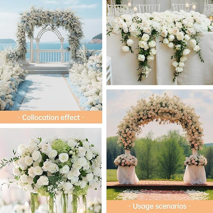 200 Pack Artificial Silk Roses Flowers - Milky White Fake Flowers for Wedding Decor, 3.7in(7cm) Silk-Like Velvet Flower Heads with 50cm Long Stems, Home Centerpieces, Bridal Shower (200, Milky White)