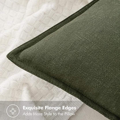 MIULEE Decorative Linen Pillow Covers 28x28 Inch Dark Olive Green Boho Farmhouse Neutral Christmas Couch Throw Pillows for Bed Pack of 2 Accent Modern Pillowcase Sofa Livingroom Home Decor